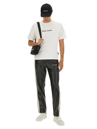 Palm Angels White Short-sleeved T-shirt With Monogram Pa Embroidery In White