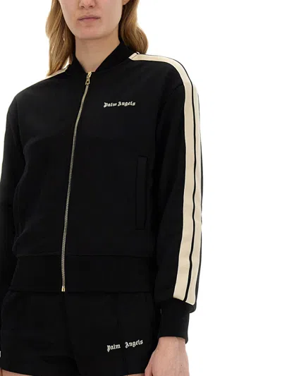 Palm Angels Track Sweatshirt With Contrast Bands In Black