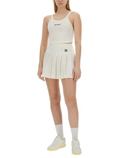 Palm Angels Logo-print Cotton Tank Top In White