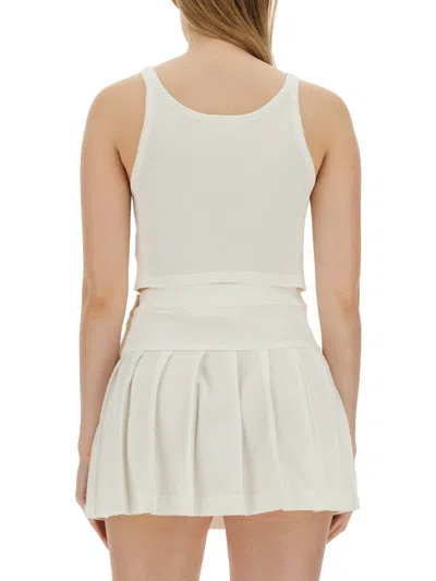 Palm Angels Logo-print Cotton Tank Top In White