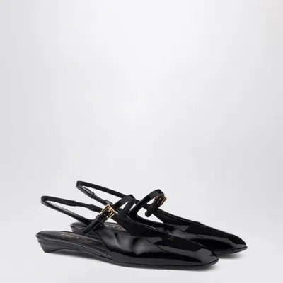 Prada Black Patent Leather Slingback Ballerina Women In Black