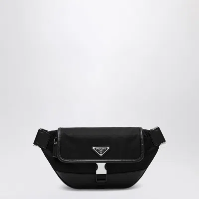 Prada Black Re-nylon And Saffiano Shoulder Bag Men In Black