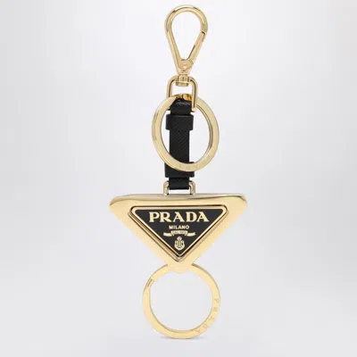 Prada Women Portachiavi Logo Triangolo Saffiano In Silver