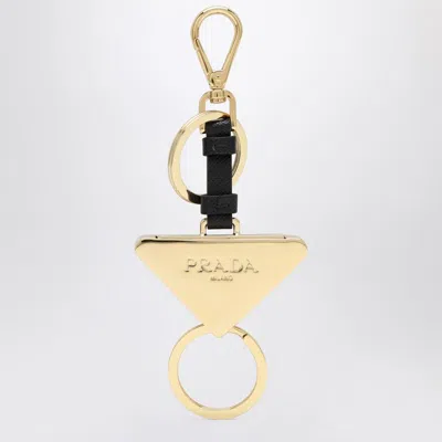 Prada Women Portachiavi Logo Triangolo Saffiano In Silver