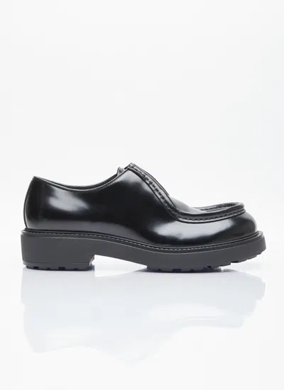 Prada Brushed Leather Lace-up Shoes Lace Up Shoes Black In Black