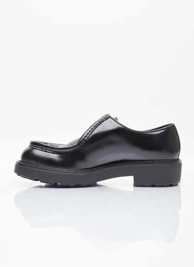 Prada Brushed Leather Lace-up Shoes Lace Up Shoes Black In Black