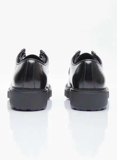 Prada Brushed Leather Lace-up Shoes Lace Up Shoes Black In Black