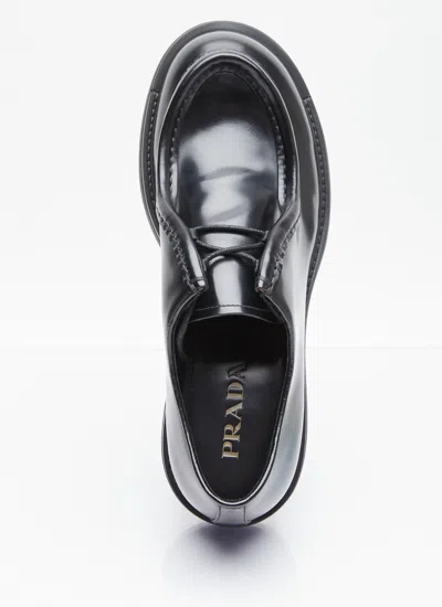 Prada Brushed Leather Lace-up Shoes Lace Up Shoes Black In Black