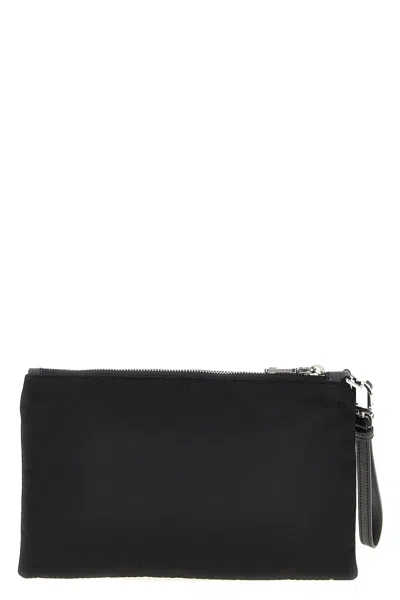 Prada Men Re-nylon Clutch In Black