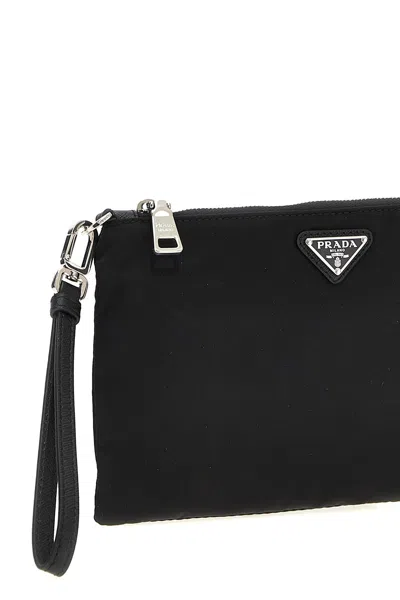 Prada Men Re-nylon Clutch In Black