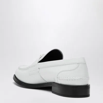 Prada Calf Leather White Loafers With Logo Embellishment In White