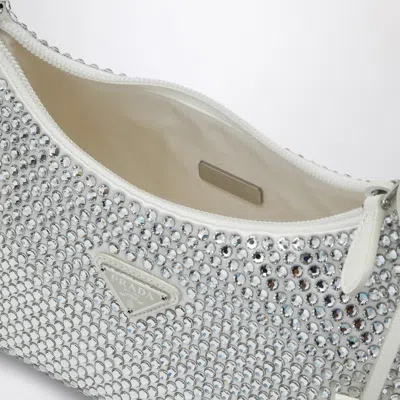 Prada White Re-edition Handbag With Crystals Women In White