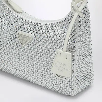 Prada White Re-edition Handbag With Crystals Women In White