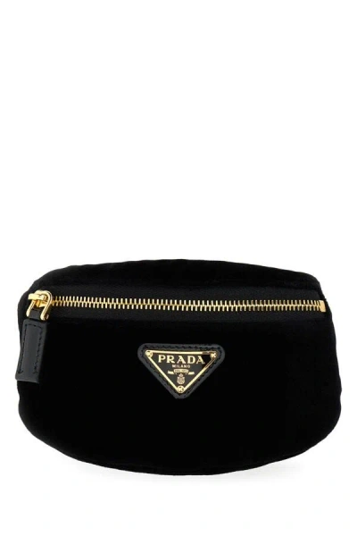Prada Velvet Mini-pouch In Black