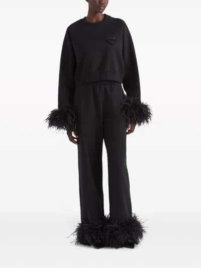 Prada Jogginghose Aus Baumwollfleece Mit Federbesatz In Multicolor
