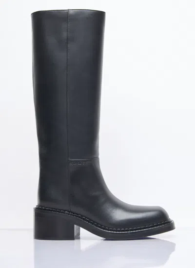 Prada Women Leather Knee-high Boots In Black