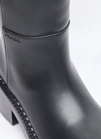 Prada Women Leather Knee-high Boots In Black