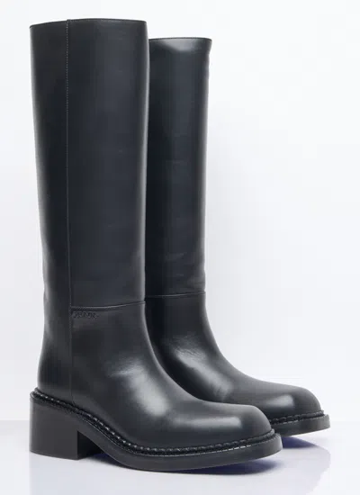 Prada Women Leather Knee-high Boots In Black