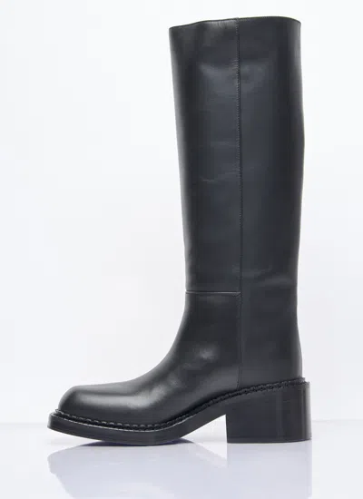 Prada Women Leather Knee-high Boots In Black