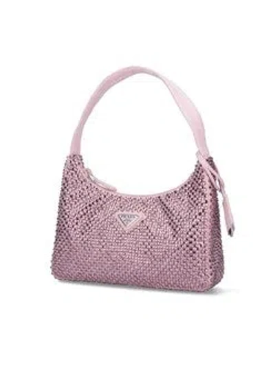 Prada Re-edition 2000 Crystal-embellished Mini Bag In Pink
