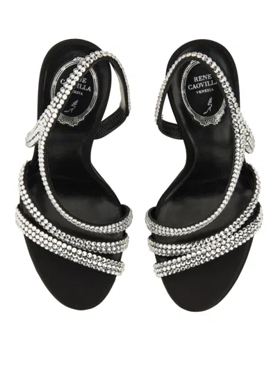 René Caovilla 105mm Lisa Sandals In Black