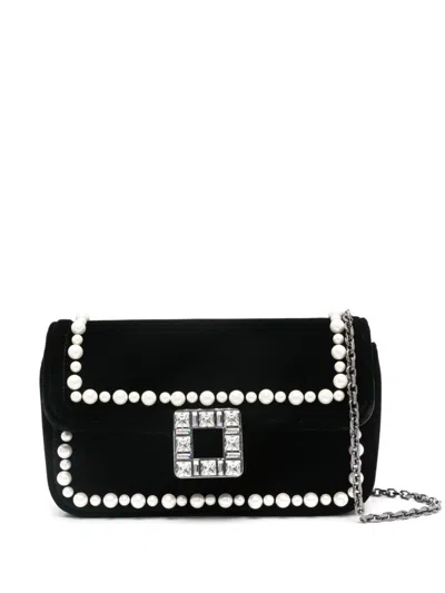 Roger Vivier Viv Jeu De Fille Embellished Velvet Bag In Multicolor