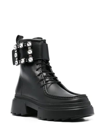 Roger Vivier Wallaviv Str Buckle Chelsea Bootie In Black