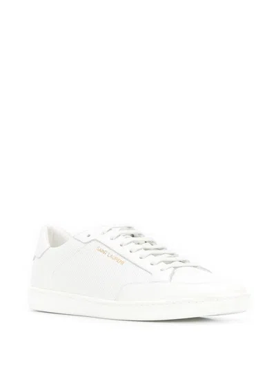 Saint Laurent Low-top Leather Sneakers Round Toe In Multicolor