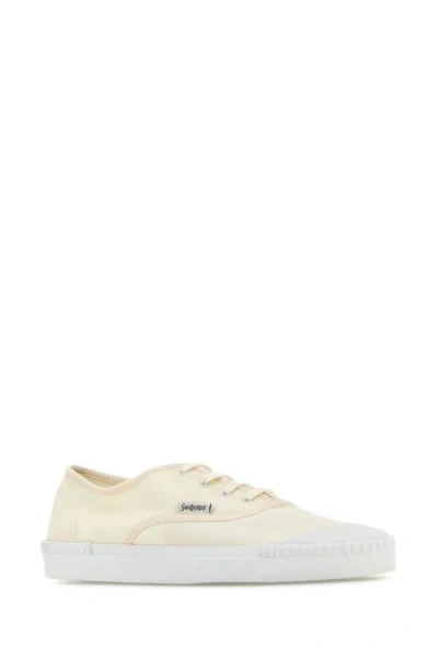 Saint Laurent Logo Print Low Top Sneakers In White