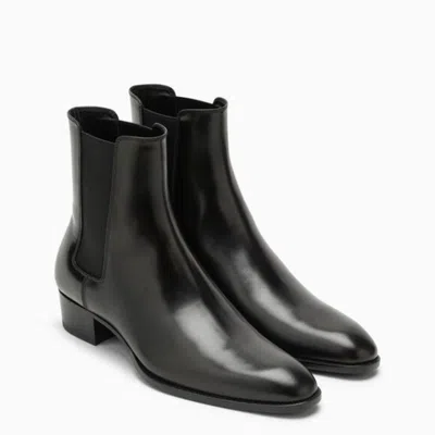 Saint Laurent Leather Wyatt Chelsea Boots In Black