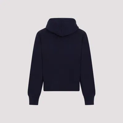 Saint Laurent Navy Blue Marine Cotton Hoodie In Blue
