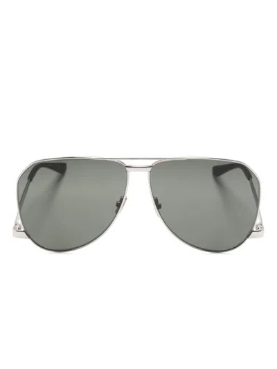 Saint Laurent Logo-engraved Pilot-frame Sunglasses In Multicolor