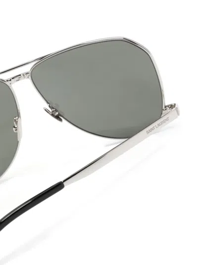 Saint Laurent Logo-engraved Pilot-frame Sunglasses In Multicolor