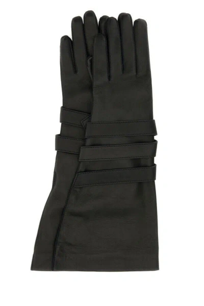 Saint Laurent Premium Leather Gloves For Women In Black