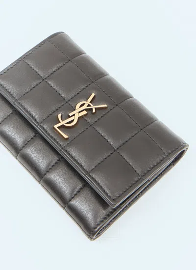 Saint Laurent Women Cassandre Matelassé Carré Bi-fold Wallet In Black