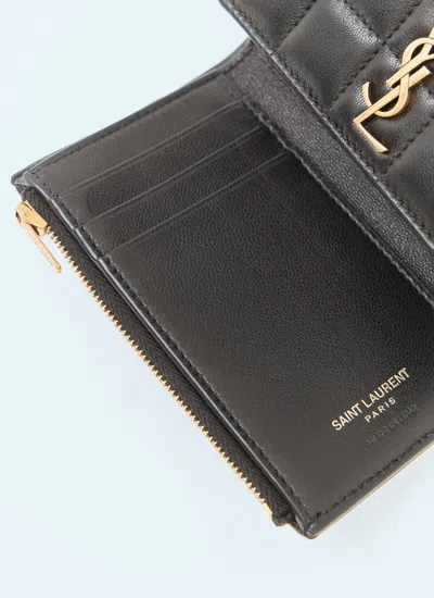 Saint Laurent Women Cassandre Matelassé Carré Bi-fold Wallet In Black