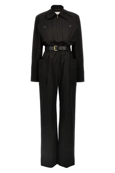 Saint Laurent Black Twill Jumpsuit In Black