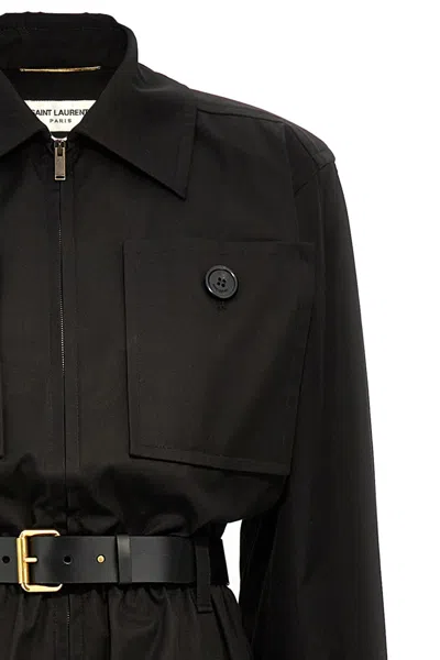 Saint Laurent Black Twill Jumpsuit In Black