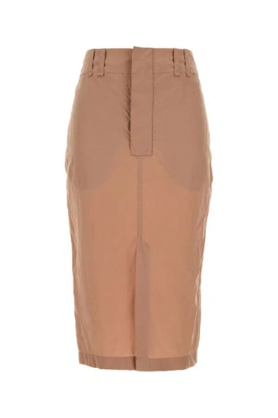 Saint Laurent Gonna In Crepe Rosa Carne Donna In Cream