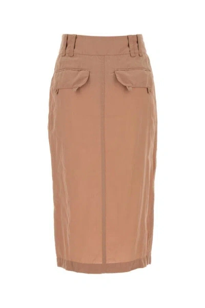 Saint Laurent Gonna In Crepe Rosa Carne Donna In Cream