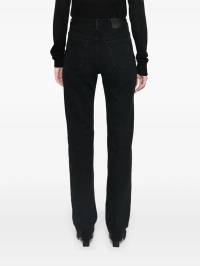Saint Laurent Black Satin Loose Trousers In Multicolor