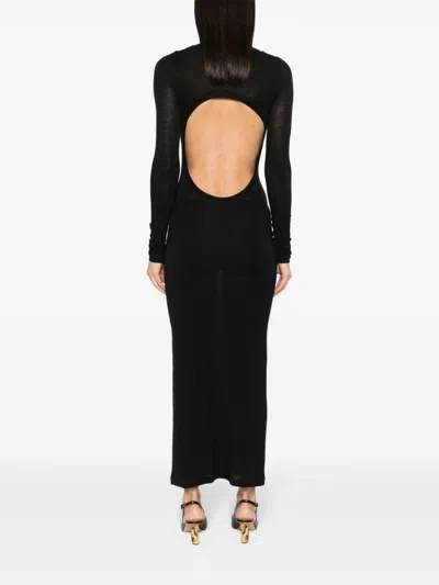 Saint Laurent Open-back Wool, Cashmere And Silk-blend Maxi Dress In Multicolor