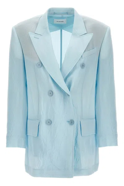 Sportmax Zelig Crinkled-finish Blazer In Blue
