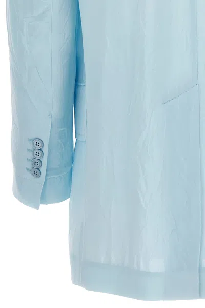 Sportmax Zelig Crinkled-finish Blazer In Blue
