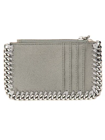 Stella Mccartney Falabella Zip Cardholder In Gray