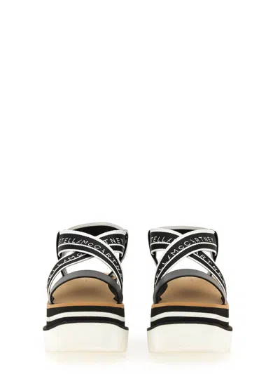 Stella Mccartney Womens Criss-cross Knit Platform Sandals In Black