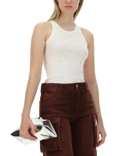 Attico Tank Top In White Cotton In White