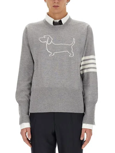 Shop Thom Browne Men Jersey "hector" In Gray