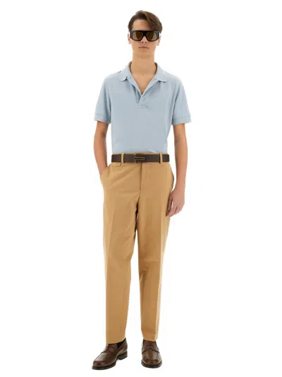 Tom Ford Light-blue Short-sleeves Polo In Cotton Piquet Jersey Man In Multicolor