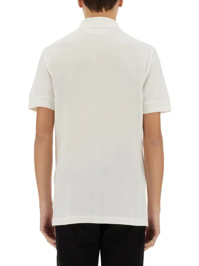 Tom Ford White Polo Shirt With Classic Collar In Cotton Blend Man In White